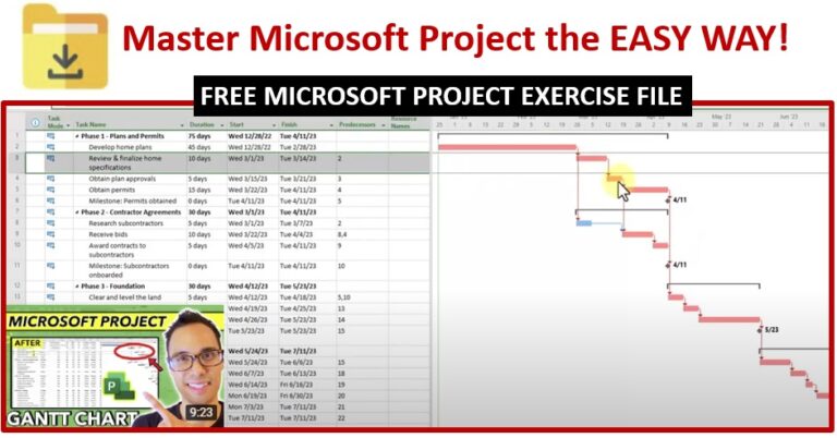 Microsoft Project Gantt Chart Exercise File - Alvin the PM